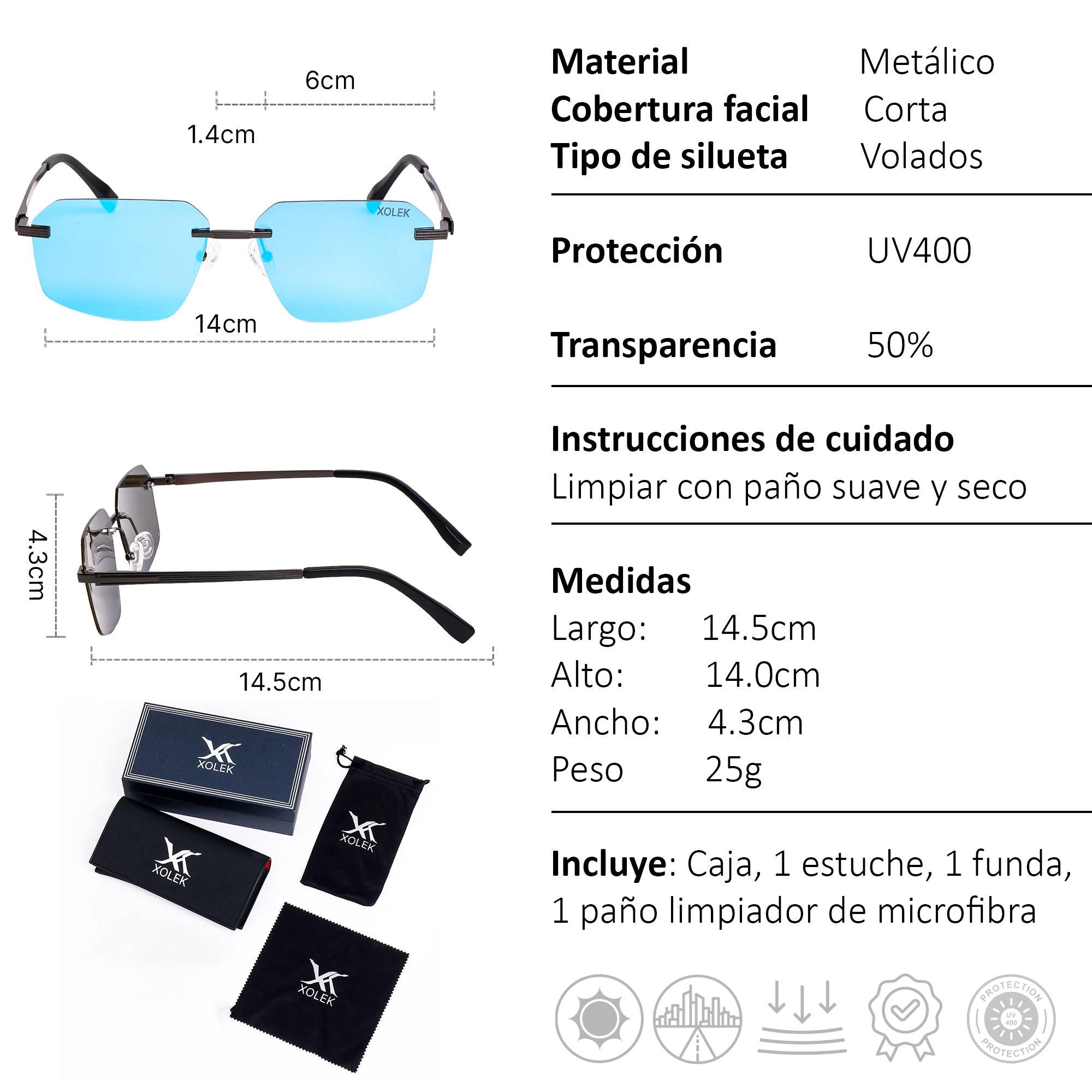 Xolek Lentes De Sol 170 Sin Marco Tac Polarizado Uv Volado