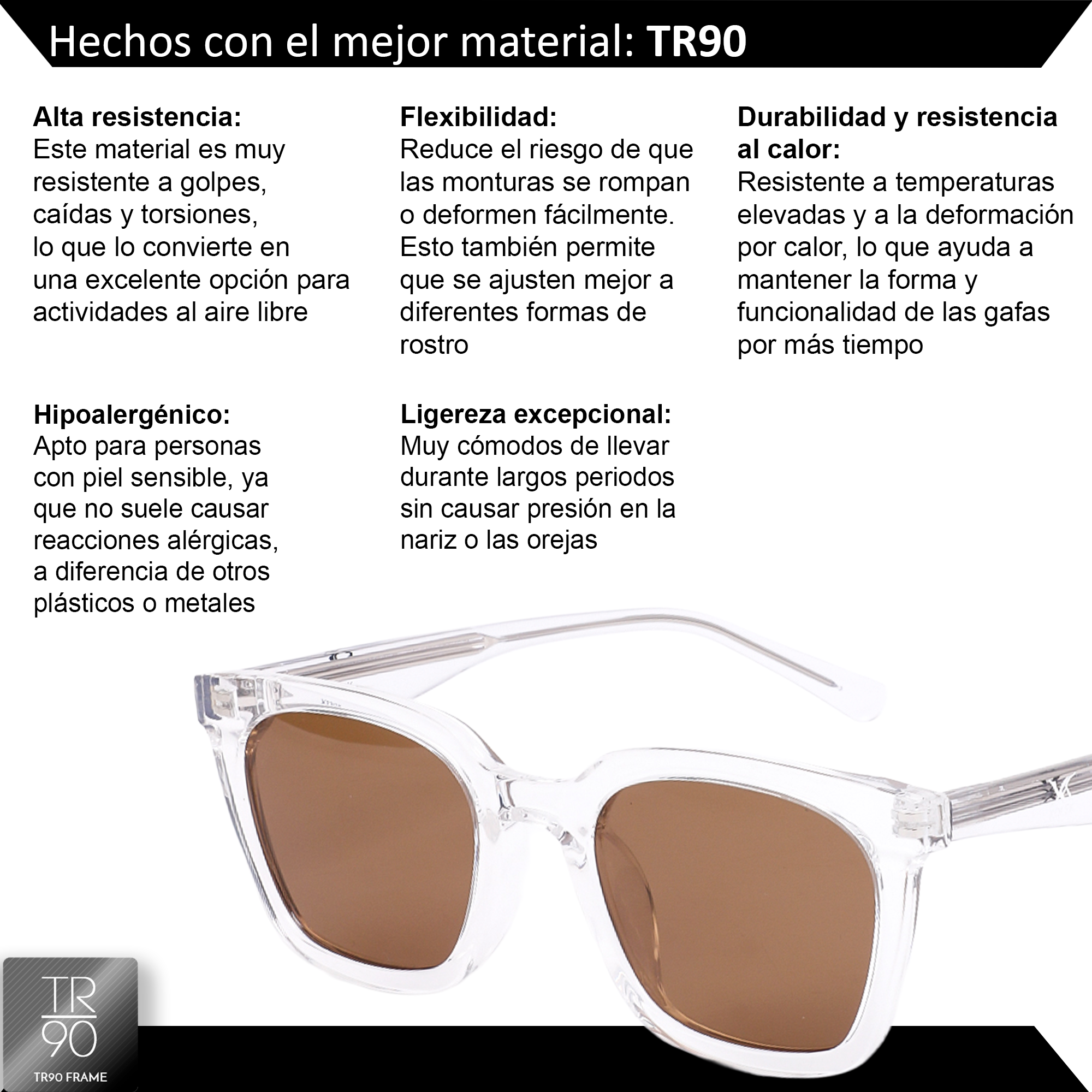 Xolek lentes de sol 121 Gafas Tr90 Cuadrados Rb Uv Polarizados