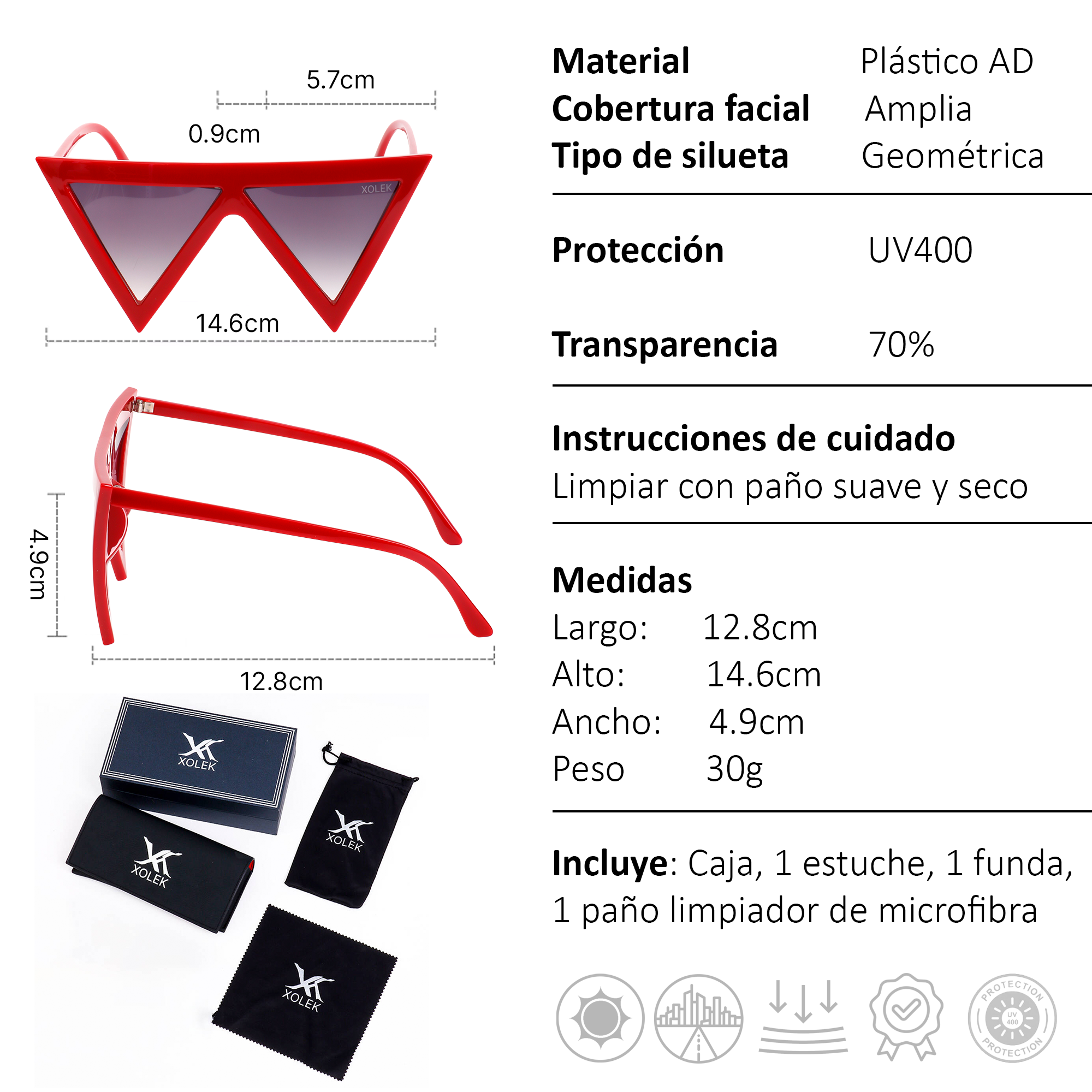 Xolek lentes de sol 151 Gafas Moda Geometrico Uv400 mujer