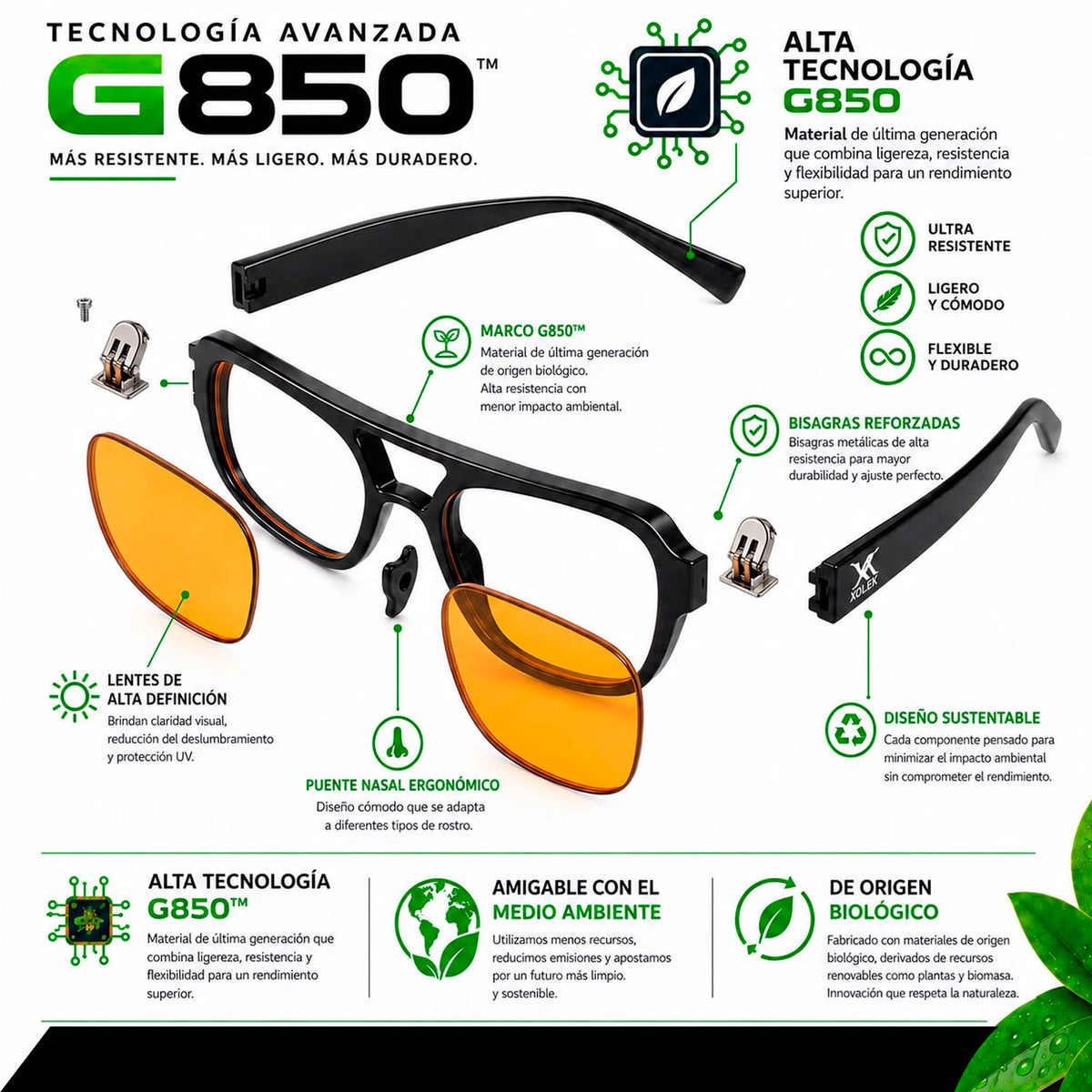 Lentes de sol Xolek 159 moda aviador unisex UV TAC
