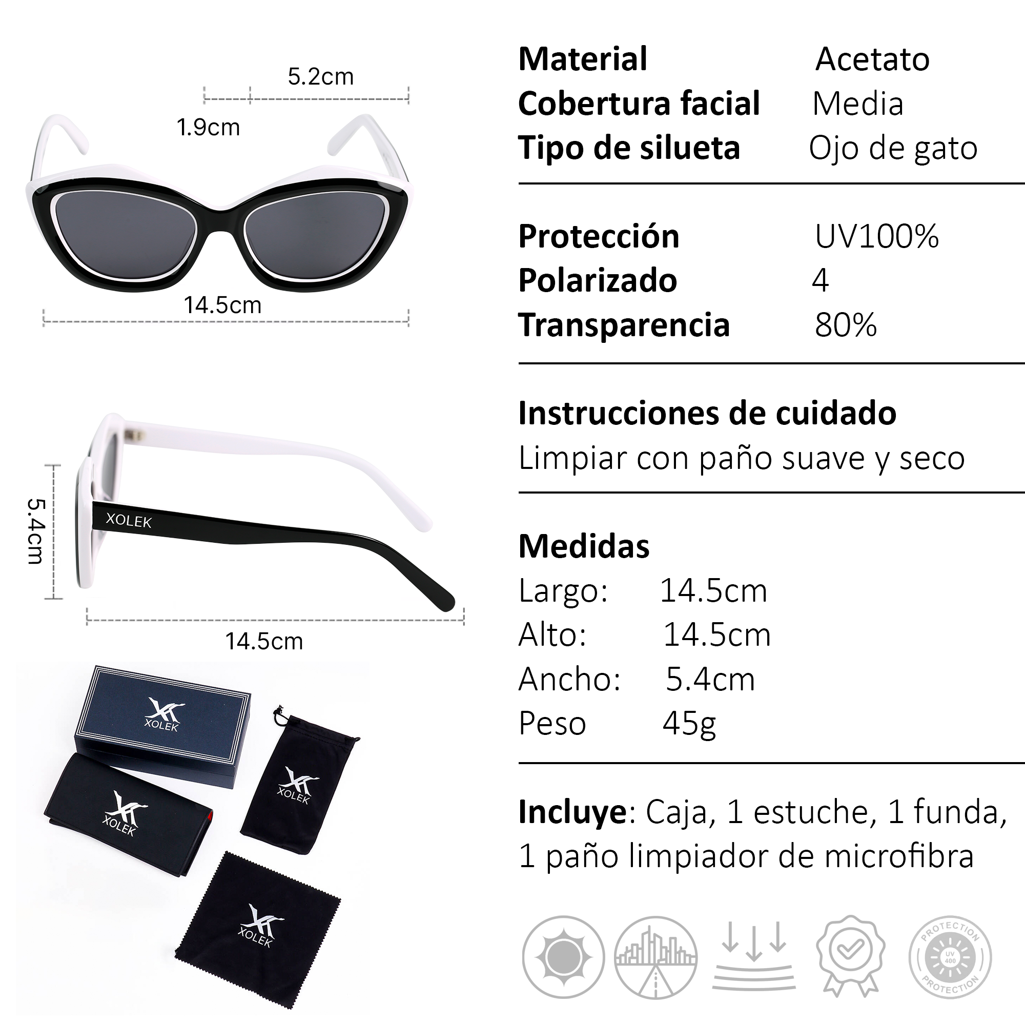 Lentes De Sol 110 Moda Acetato Retro Uv Polarizado