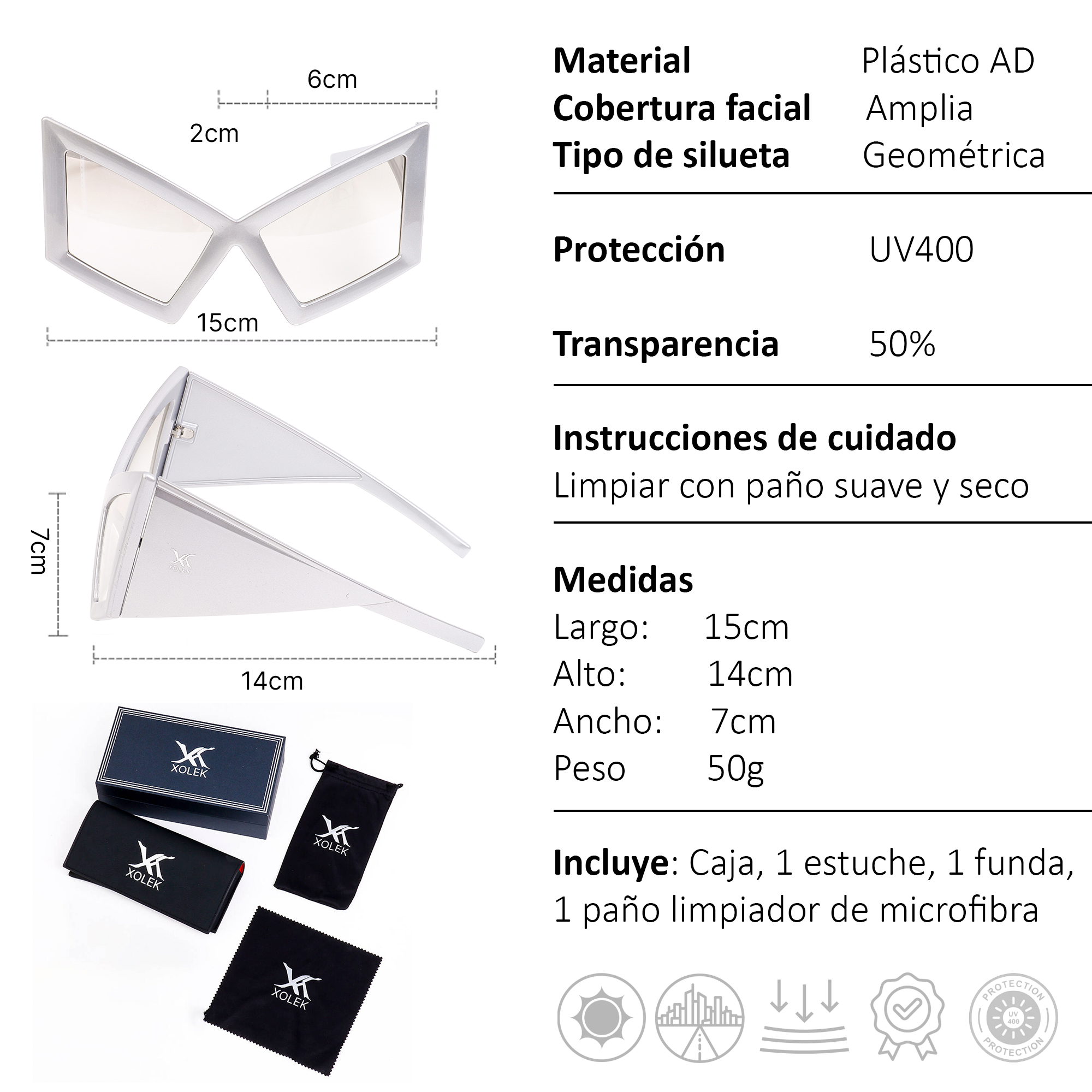 Xolek lentes de sol 153 Gafas Retro Geometrico Uv400 moda
