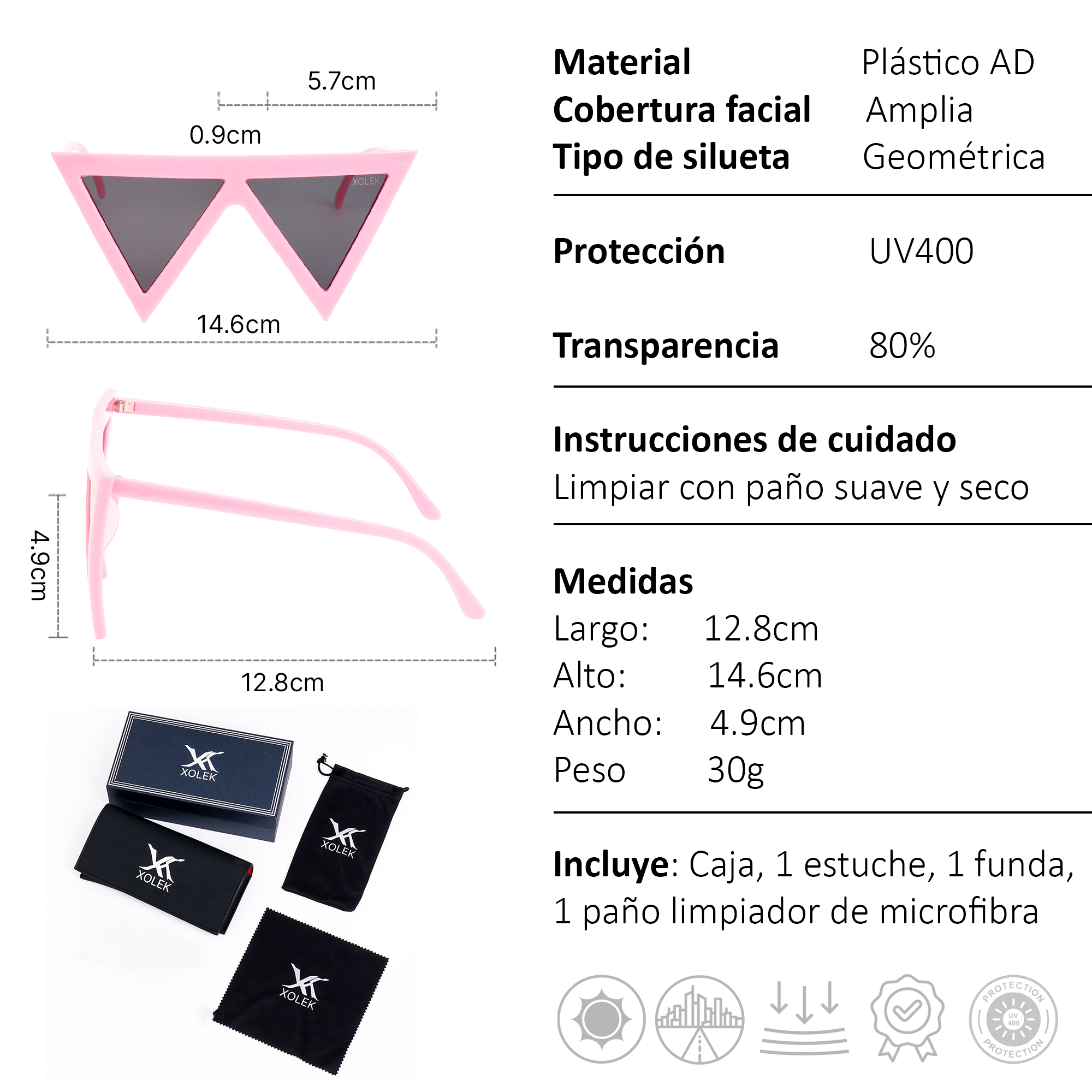 Xolek lentes de sol 151 Gafas Moda Geometrico Uv400 mujer