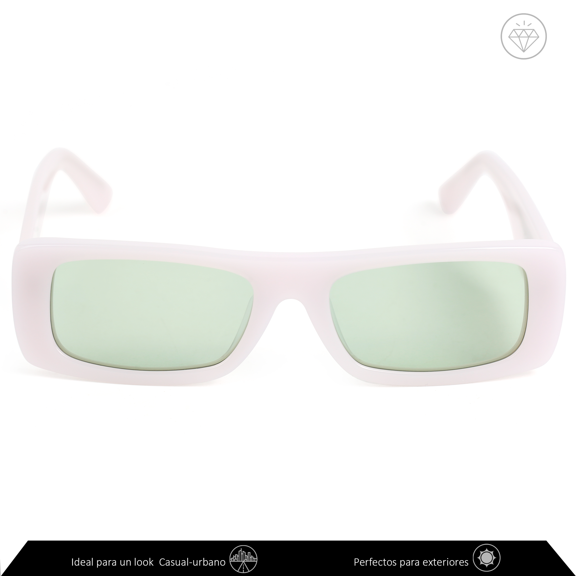Xolek lentes de sol 114 Gafas Acetato Cr39 Rectangular Moda