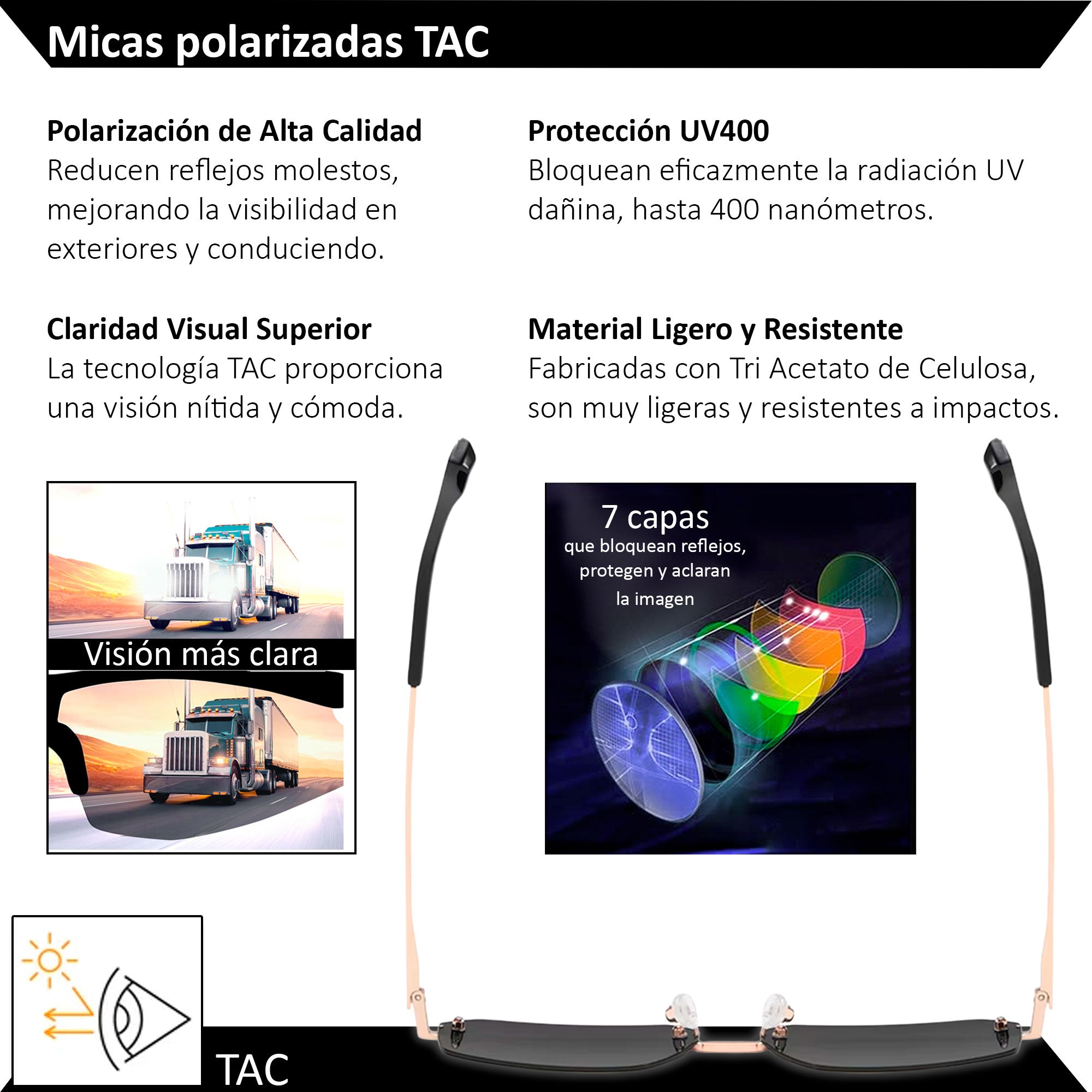 Xolek Lentes De Sol 170 Sin Marco Tac Polarizado Uv Volado
