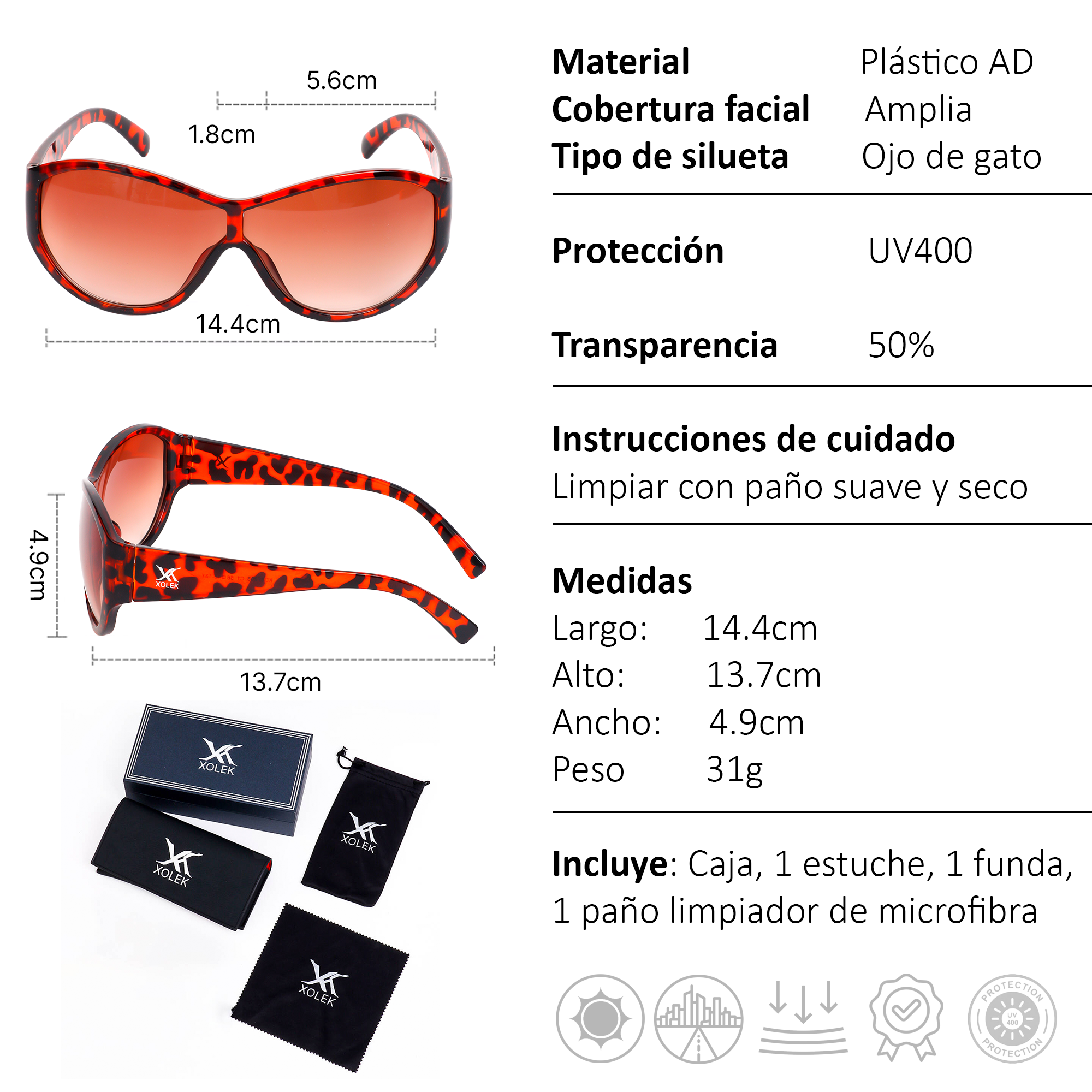 Xolek lentes de sol 150 Gafas Moda Animal Print Uv400