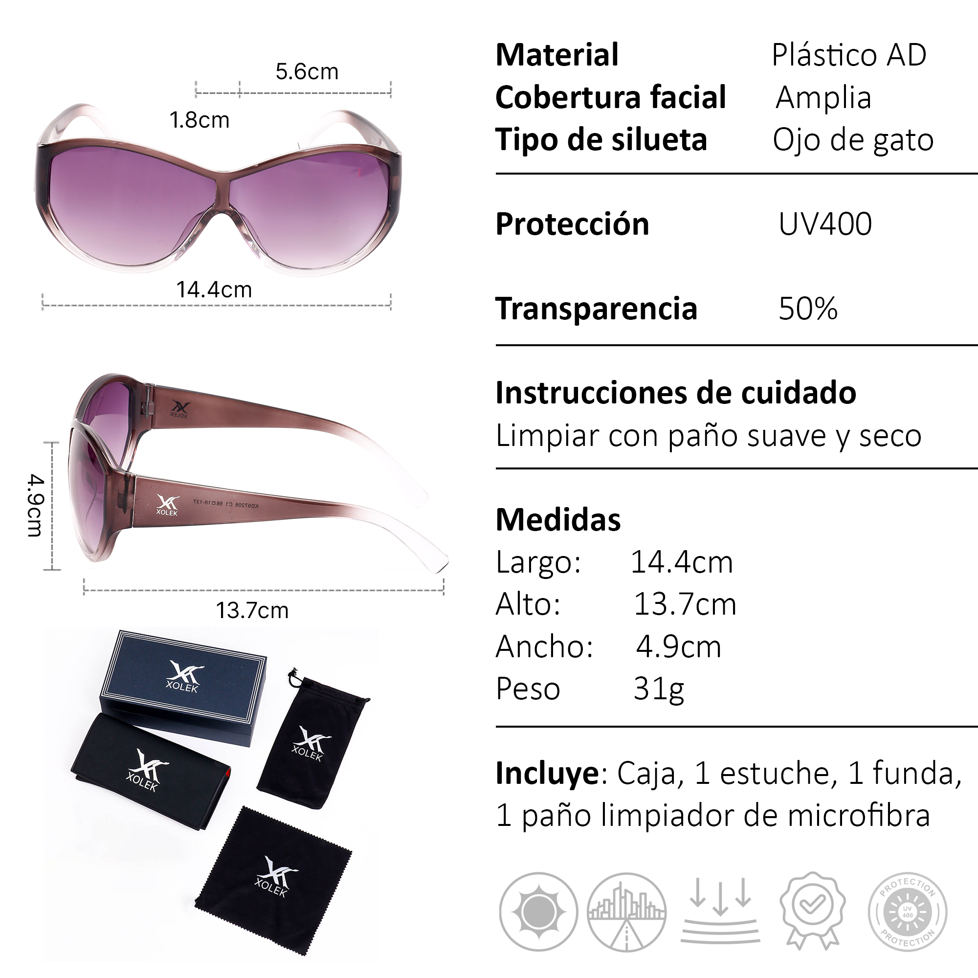 Xolek lentes de sol 150 Gafas Moda Animal Print Uv400